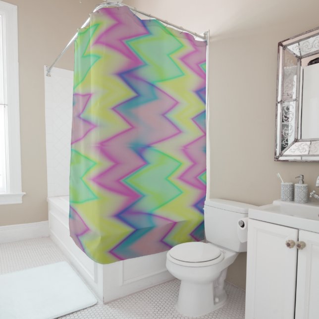 Rosa, grün und blau duschvorhang (Beispiel)