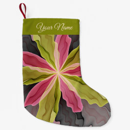 Rosa grüne Anthracite Fantasy Blume Fraktal Name Kleiner Weihnachtsstrumpf