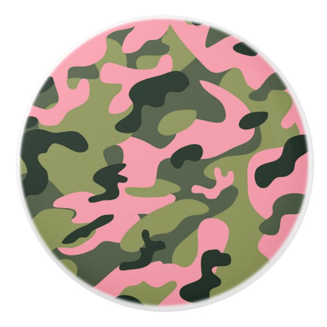 Rosa Grüne Armee Camouflage Camouflage Schlafzimme Keramikknauf (Vorderseite)