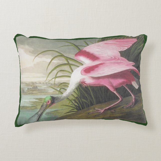 Rosa-grüne Audubon-Spoonbill-Vogel Dekokissen (Vorderseite)