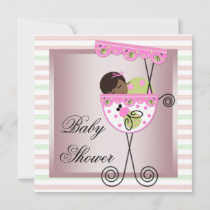 Rosa-grüne Baby-Mädchen-Baby-Party-Einladungen Einladung