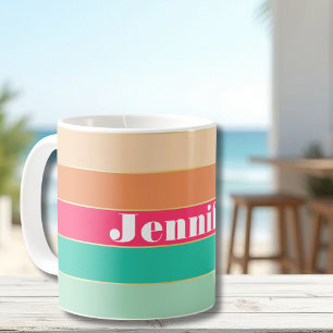 Rosa grüne, benutzerdefinierte Sommerfarbenblöcke Kaffeetasse