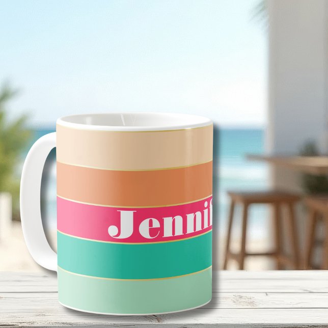 Rosa grüne, benutzerdefinierte Sommerfarbenblöcke Kaffeetasse (Von Creator hochgeladen)