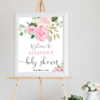 Rosa grüne Blumenstube Baby Dusche Begrüßungszeich