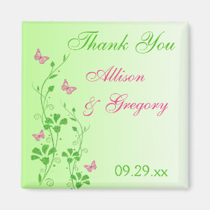 Rosa, grüne Blütenschmetterlinge, Gastgeschenk Hoc Magnet