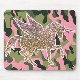 Rosa grüne Camouflage Camouflage & Gold Glitzer Ei Mousepad