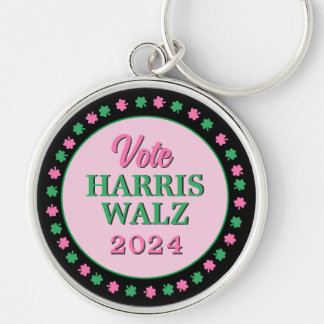 Rosa Grüne Clover 2024 Abstimmung Harris Walz Schlüsselanhänger
