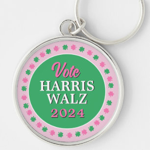 Rosa Grüne Clover 2024 Abstimmung Harris Walz Schlüsselanhänger