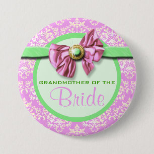 Rosa grüne Elfenbeindamastbraut Button