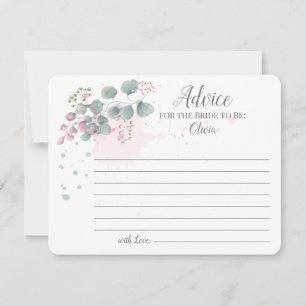 Rosa grüne Eukalyptusberatung für die Braut Hinweiskarte