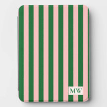 Rosa grüne farbenfrohe Streifen monogrammierte Ini