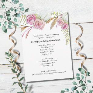 Rosa grüne florale botanische Hochzeitsszeitsfeier Einladung