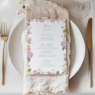 Rosa Grüne Florale Rahmen Hochzeit Menükarte