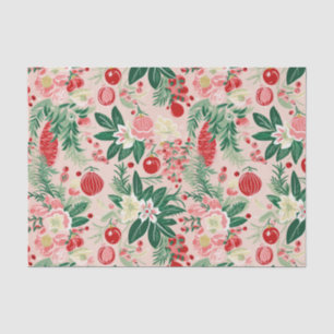 Rosa grüne Florals Retro Weihnachten Seidenpapier
