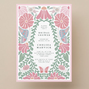 Rosa grüne Garten-Hochzeitseinladung Einladung
