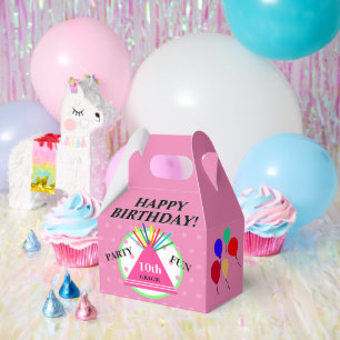 Rosa grüne geometrische Punkte-Partyhut Geschenkschachtel