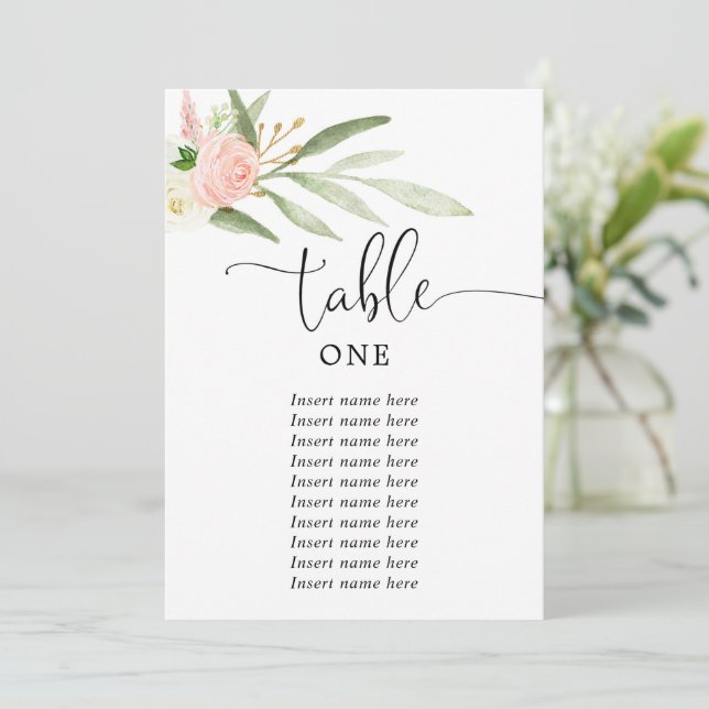 Rosa grüne goldgelbe 5"x7" Tischnummern (Stehend Vorderseite)