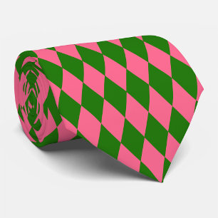 Rosa grüne Harlekin-Karo-Design Krawatte