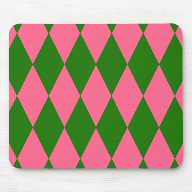 Rosa grüne Harlekin-Karo-Design  Mousepad (Vorne)