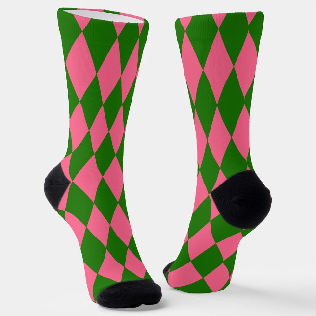 Rosa grüne Harlekin-Karuomuster  Socken (Von Creator hochgeladen)