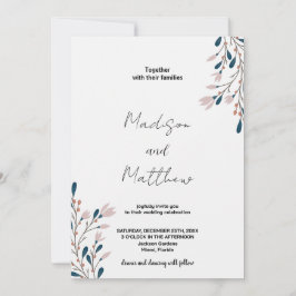 Rosa grüne Hochzeitseinladungen Einladung