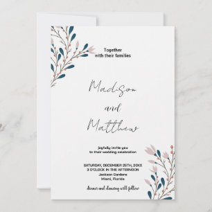 Rosa grüne Hochzeitseinladungen Einladung