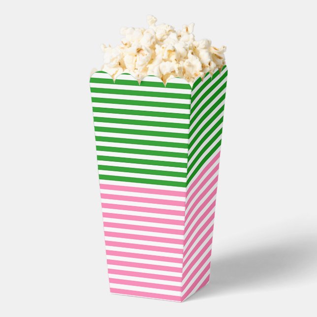 Rosa + Grüne horizontale Streifen Popcorn Geschenkschachtel (Geplatzt)