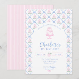 Rosa-grüne Hortensien-Tanne mit blauem Band Einladung