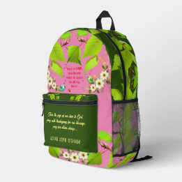 Rosa/grüne Inspirationsmotivationen Bedruckter Rucksack