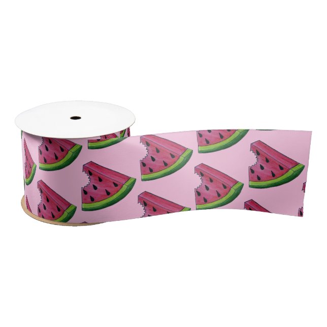 Rosa Grüne Juicy Watermelon Melon Slice Frucht Satinband (Spule)
