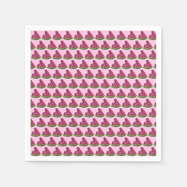 Rosa Grüne Juicy Watermelon Melon Slice Frucht Serviette (Vorderseite)