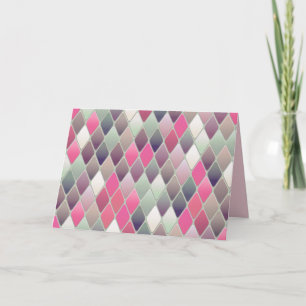 Rosa grüne Karo-Pastellkarte Karte