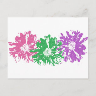 Rosa, grüne, Lila Blumenmotive Postkarte