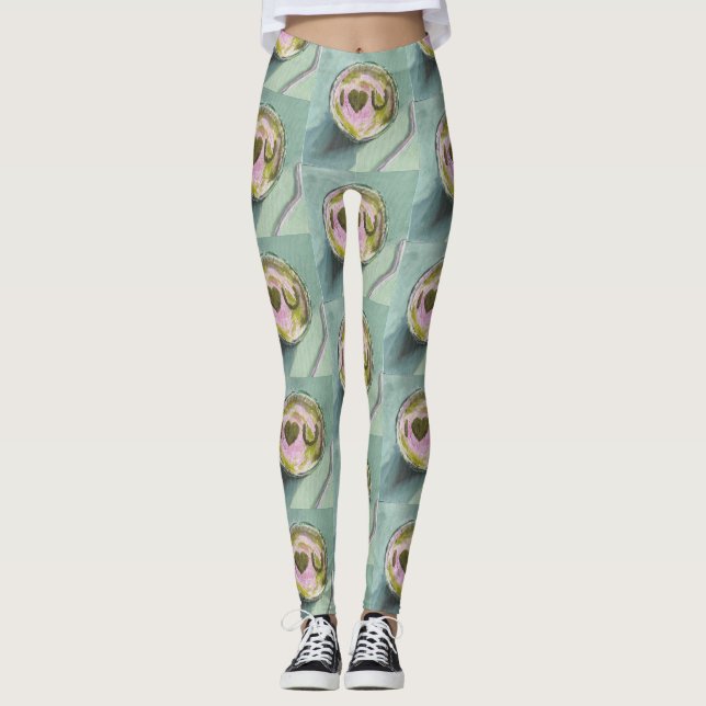 Rosa grüne Matcha Liebe Teatro Sociale Bellinzona Leggings (Vorderseite)