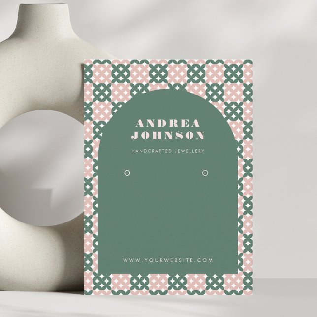 Rosa grüne Mitte des Jahrhunderts Moderner Bogen A Visitenkarte (Von Creator hochgeladen)