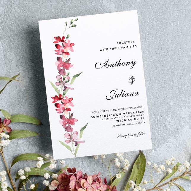 Rosa-grüne Orchidee-Blume Hochzeit Einladung (Elegant pink green orchid flower summer Wedding )