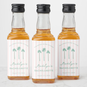 Rosa grüne Palm Springs Junggesellinnenabschied Ge Alkoholflaschenetikett