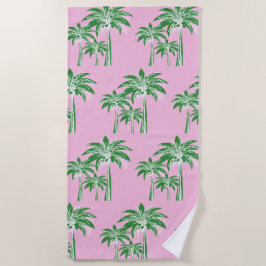 Rosa Grüne Palmen Bäume Preppy Girly Pool Strandtuch
