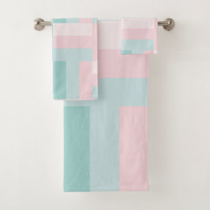 Rosa Grüne Pastellfarben Trendy Elegant Badhandtuch Set