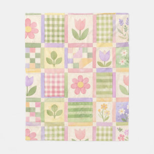 Rosa Grüne Patchwork-Quilt-Pastell-Blumen-Vintage Fleecedecke