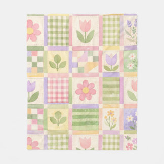 Rosa Grüne Patchwork-Quilt-Pastell-Blumen-Vintage Fleecedecke