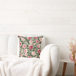 Rosa grüne Rose Kissen