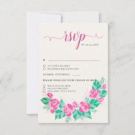 Rosa Grüne Rose Petals Blume Hochzeit Garten RSVP Karte