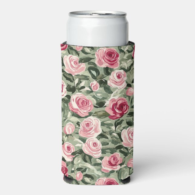 Rosa grüne Rose Selters Dosenkühler (Seltzer Vorderseite)