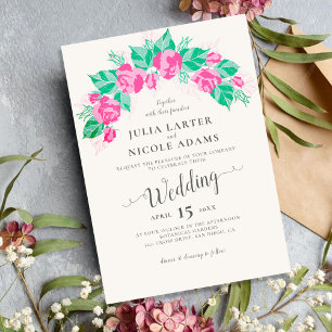 Rosa grüne Rosenblüten Blumen Garten Hochzeit Einladung