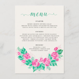 Rosa grüne Rosenblüten Blumen Garten Hochzeit Menükarte