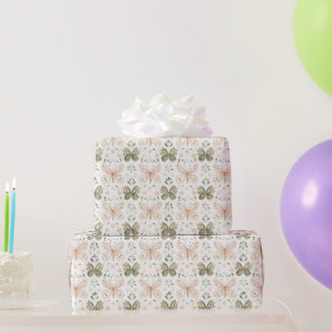 Rosa Grüne Schmetterlinge Geburtstag Geschenkpapier