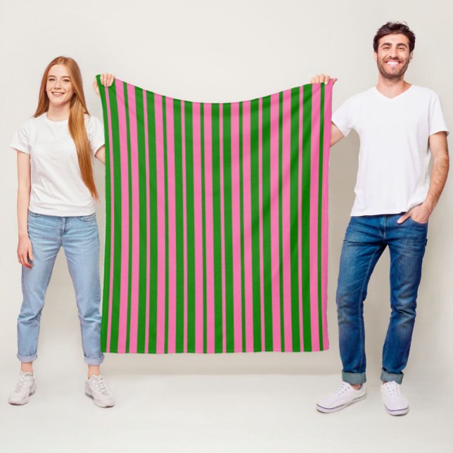 Rosa grüne stilvolle Streifenmuster-Design  Fleecedecke (Von Creator hochgeladen)