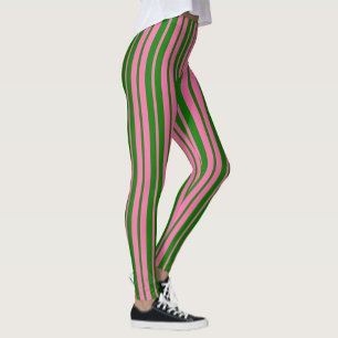 Rosa grüne stilvolle Streifenmuster-Design Leggings