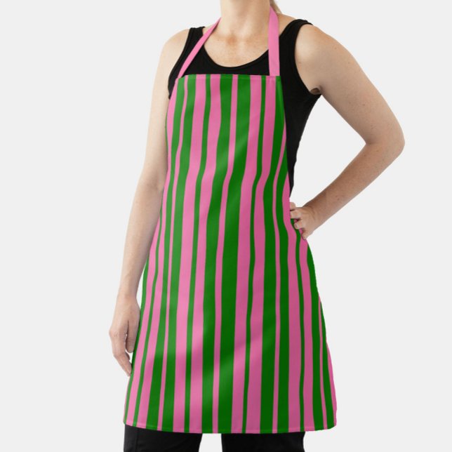 Rosa grüne stilvolle Streifenmuster-Design  Schürze (Von Creator hochgeladen)